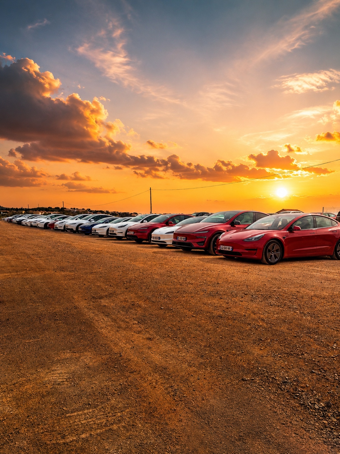 Rassemblement Tesla en fin de journée